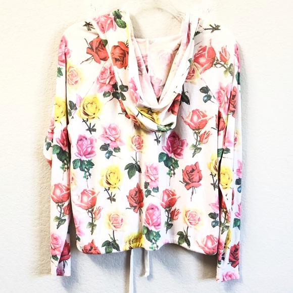 Wildfox Bright Roses Hoodie Pullover Shirt - Picture 3 of 5